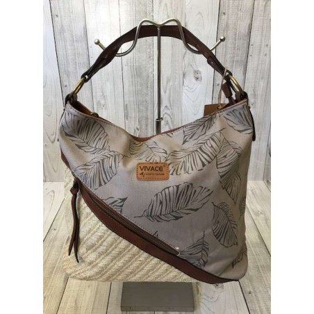 Vivace Grey Diagonal Leaves Handbag