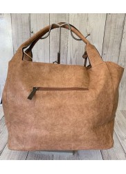 Vivace Beige Leather Look Tussle Handbag