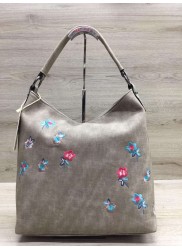 Vivace Grey Spring Blossom Tote Handbag