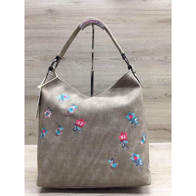 Vivace Grey Spring Blossom Tote Handbag