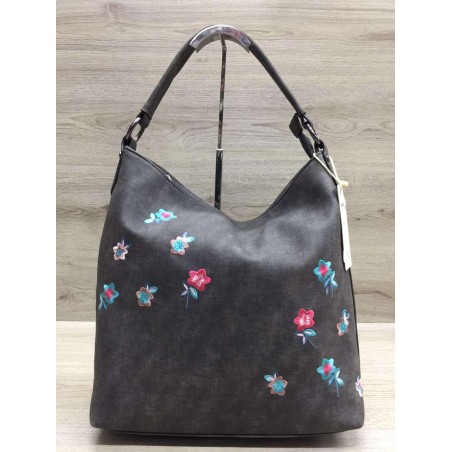 Vivace Charcoal/Black Spring Blossom Tote Handbag