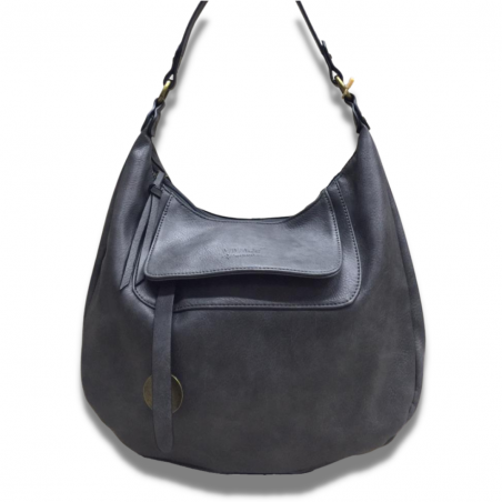 Vivace Grey PU Leather Front Pocket Handbag