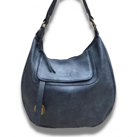 Vivace Blue PU Leather Front Pocket Handbag
