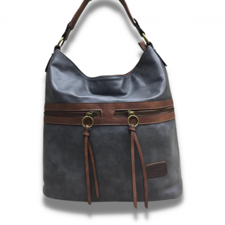 Vivace Grey Tussles PU Leather Handbag