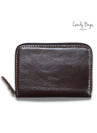 Vivace Genuine Leather Card Wallet - Dark Brown Sheen