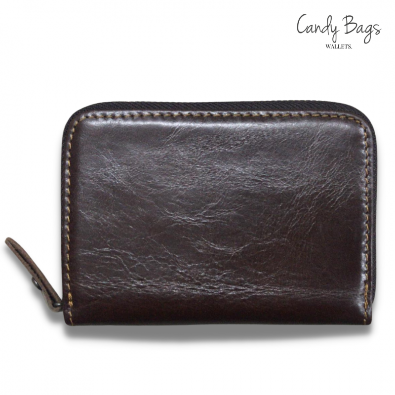 Vivace Genuine Leather Card Wallet - Dark Brown Sheen
