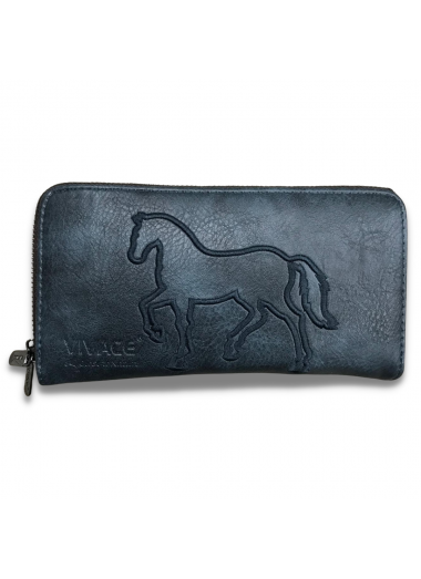 Horse Wallet, Imitation Leather - Steel Blue