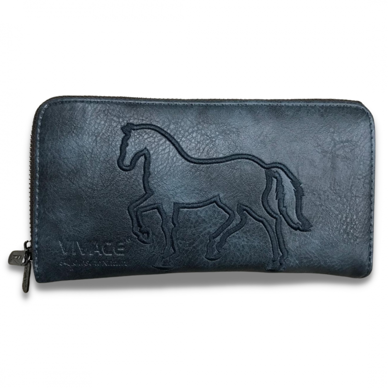 Horse Wallet, Imitation Leather - Steel Blue