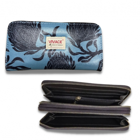 Vivace Blue Protea Oilskin Wallet
