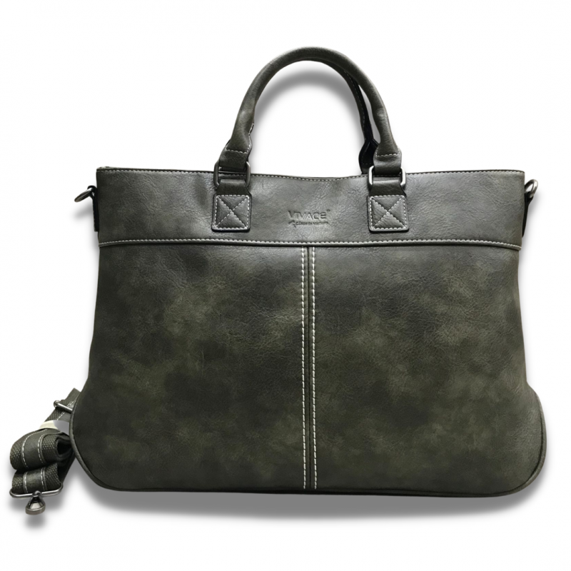 Vivace PU Leather Front Stitch Laptopbag - Green