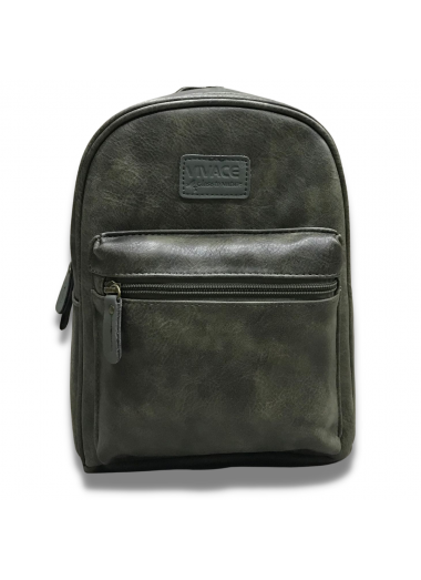 Vivace PU Leather Front Zip Backpack - Green