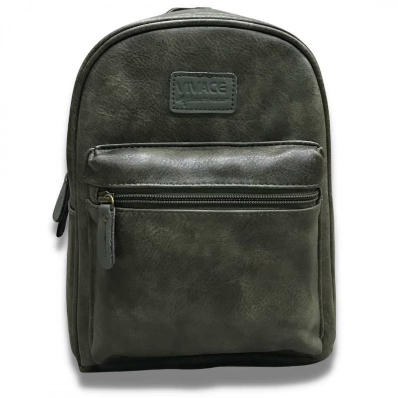 Vivace PU Leather Front Zip Backpack - Green