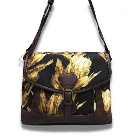 Vivace Artistic Protea Front Pocket Handbag - Gold