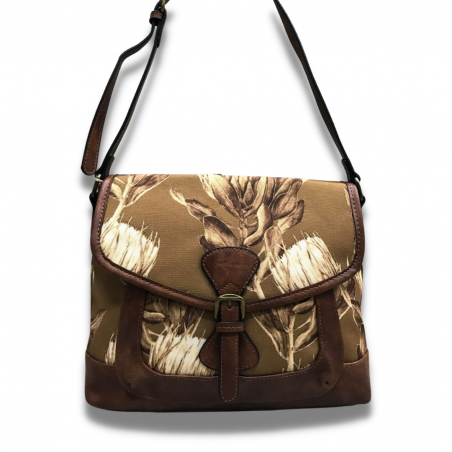 Vivace Artistic Protea Front Pocket Handbag - Brown