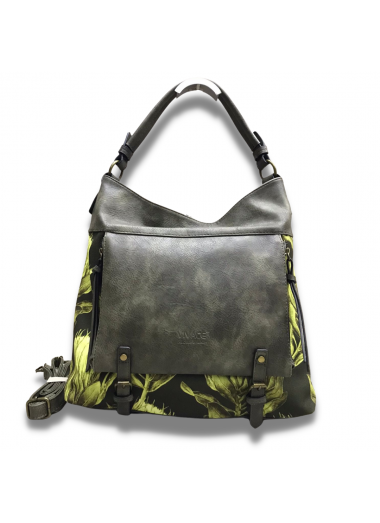 Vivace Artistic Protea Double Buckle Handbag - Green