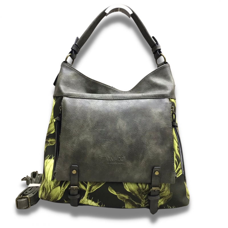 Vivace Artistic Protea Double Buckle Handbag - Green