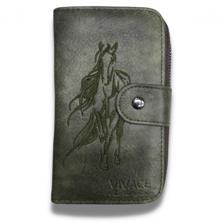 Vivace Horse Embroided Small Wallet - Green
