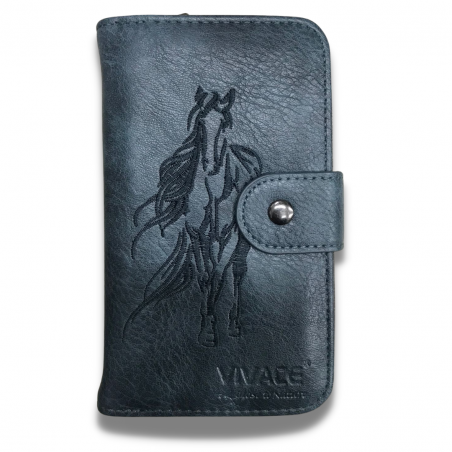 Vivace Horse Embroided Small Wallet - Steel Grey