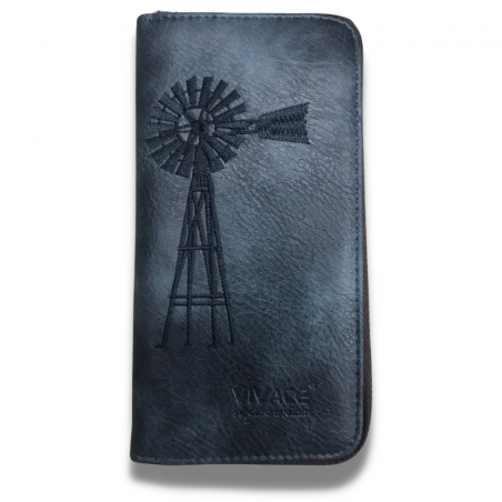 Vivace Single Zip Windpomp PU Leather Wallet - Steel Grey
