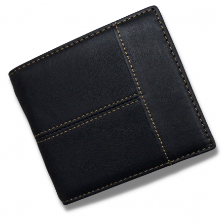 Vivace Genuine Leather Front Stitch Wallet - Black