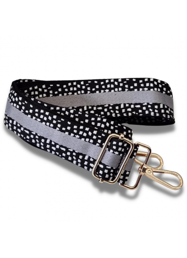 Bag Strap - Black and White Dalmatian Dot