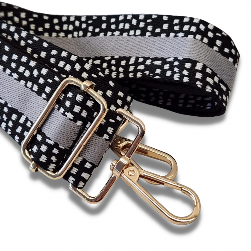 Bag Strap - Black and White Dalmatian Dot