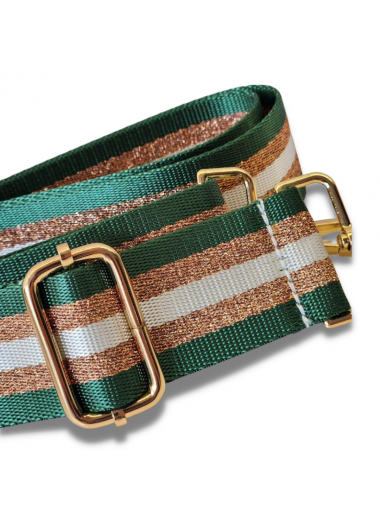 Bag Strap - Green and Rose Gold Stripe