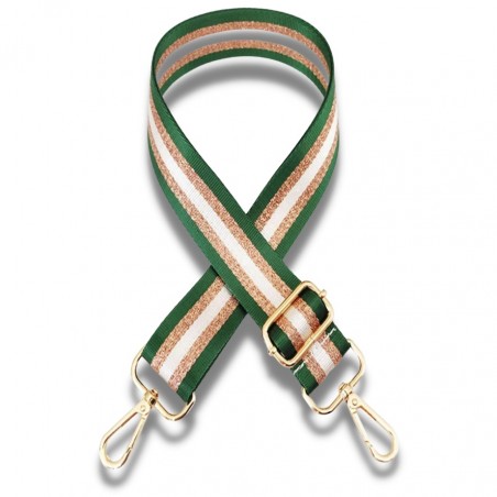 Bag Strap - Green and Rose Gold Stripe