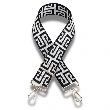 Bag Strap - Black and White Geometric