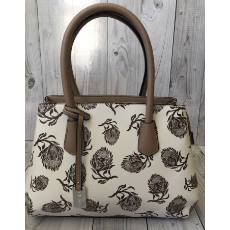 Vivace Brown Protea Leather Look Structured Handbag
