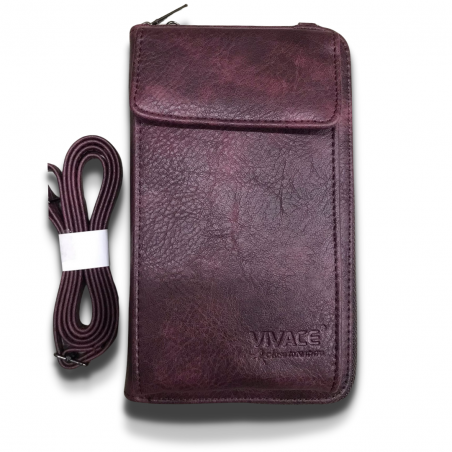 Vivace Cellphone Wallet with Strap - Maroon