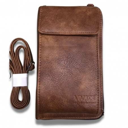 Vivace Cellphone Wallet with Strap - Brown