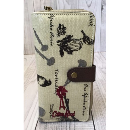 Cotton Road Beige Tortelduif and Red Wimpomp Wallet with Clip