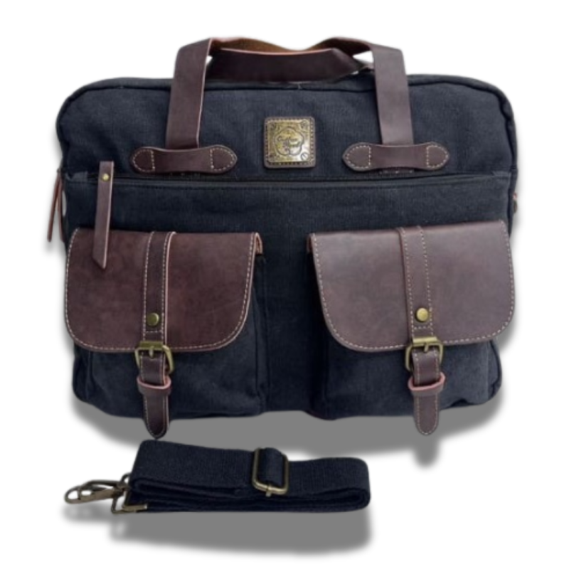 Cotton Road Double Pocket Laptop Bag - Black