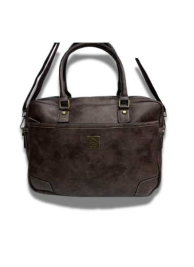 Cotton Road Leather Look Laptop Bag - Coffee
