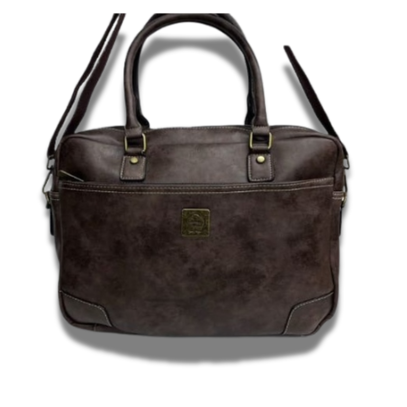 Cotton Road Leather Look Laptop Bag - Coffee