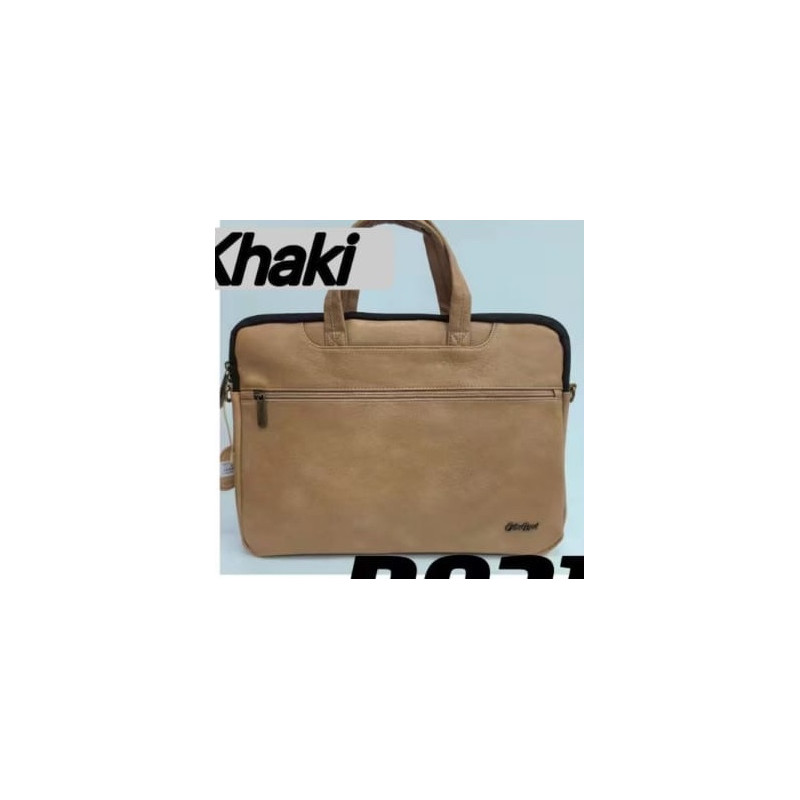 Cotton Road PU  Leather Laptop Bag - Khaki
