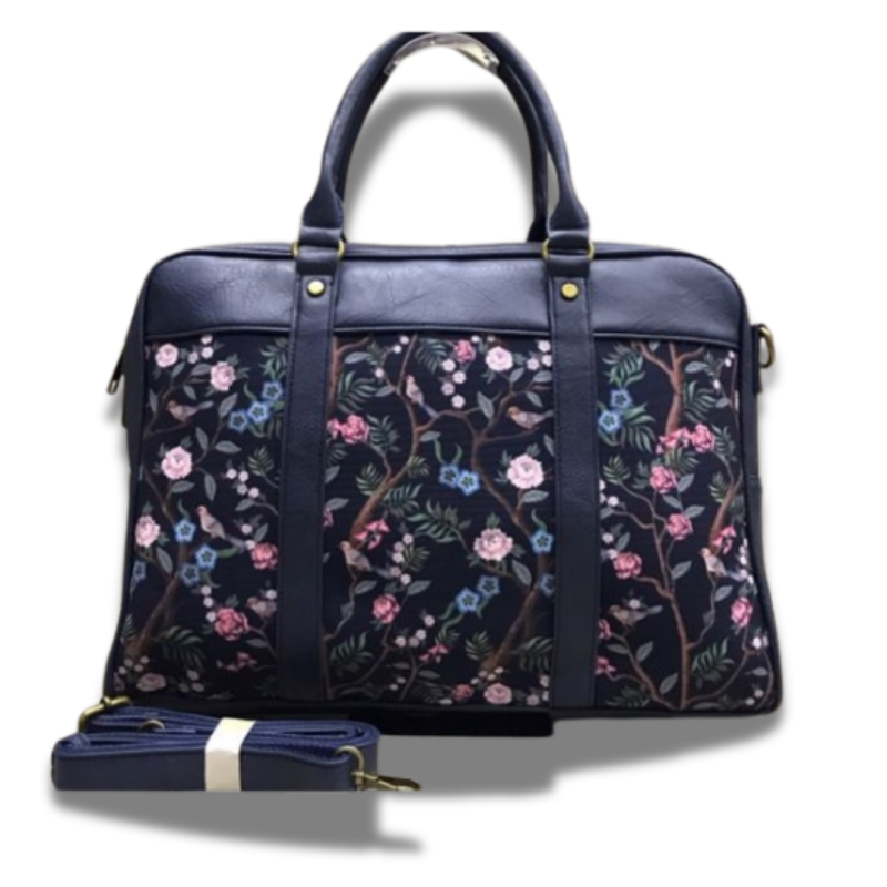 Vivace Floral Laptop Bag - Navy