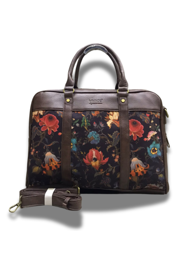 Vivace Floral Laptop Bag - Dark Brown