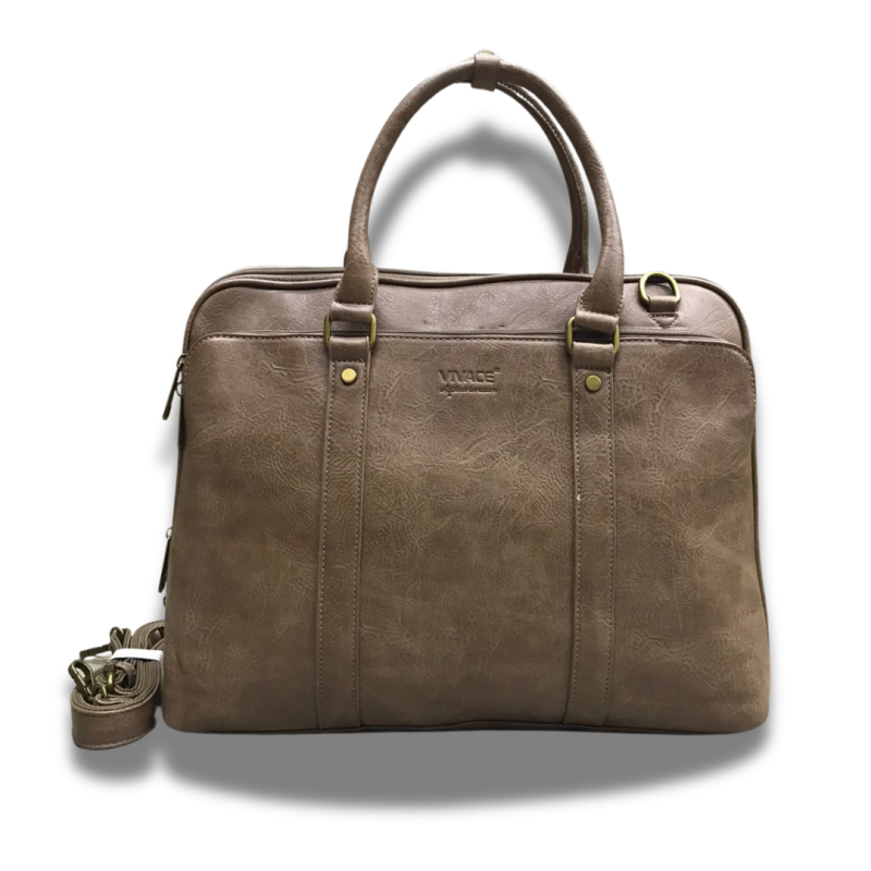 Vivace PU Leather Laptop Bag - Beige Brown