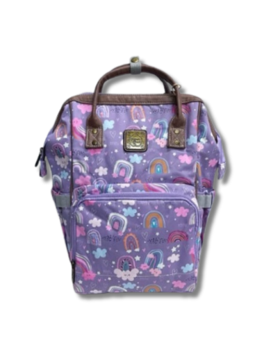Cotton Road Nappy Bag Backpack - Purple Rainbows