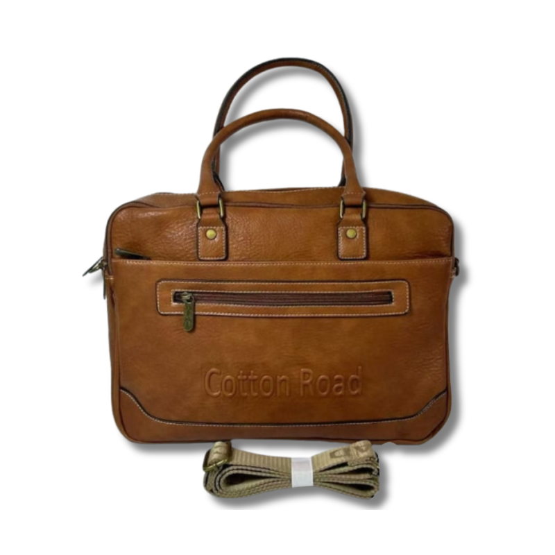 Cotton Road Double Pocket Laptop Bag - Brown
