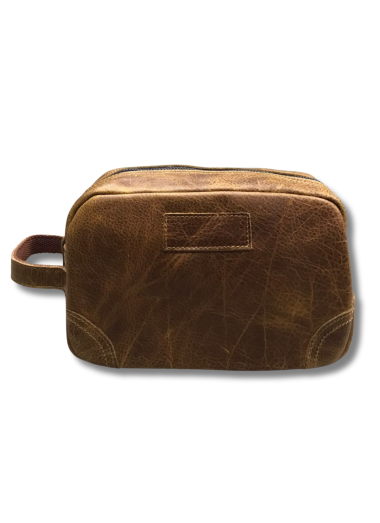 Vivace Genuine Leather Men's Toiletry Bag - Brown