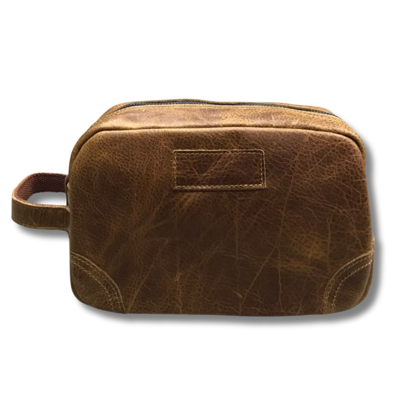 Vivace Genuine Leather Men's Toiletry Bag - Brown