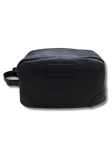 Vivace Genuine Leather Men's Toiletry Bag - Black
