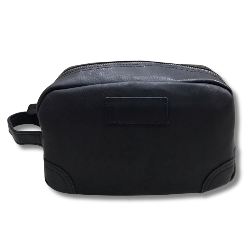 Vivace Genuine Leather Men's Toiletry Bag - Black