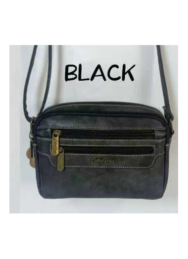 Cotton Road Double Front Pocket Slingbag - Black