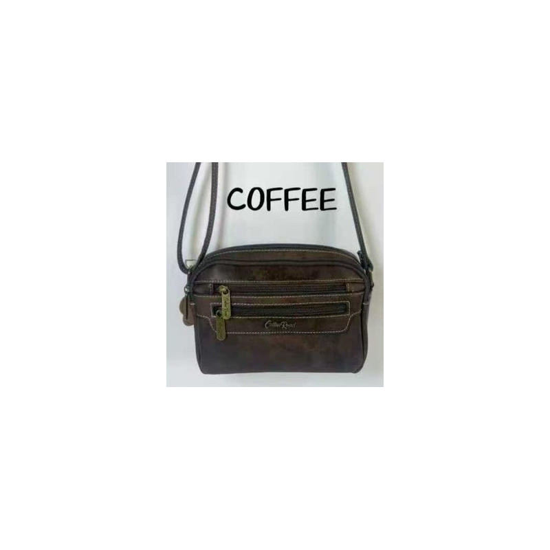 Cotton Road Double Front Pocket Slingbag - Coffee