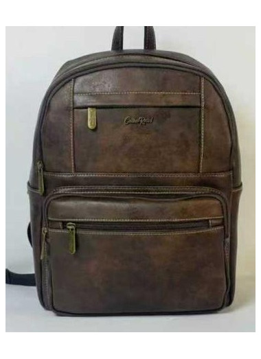 Cotton Road PU Leather Front Pocket Backpack - Coffee Brown