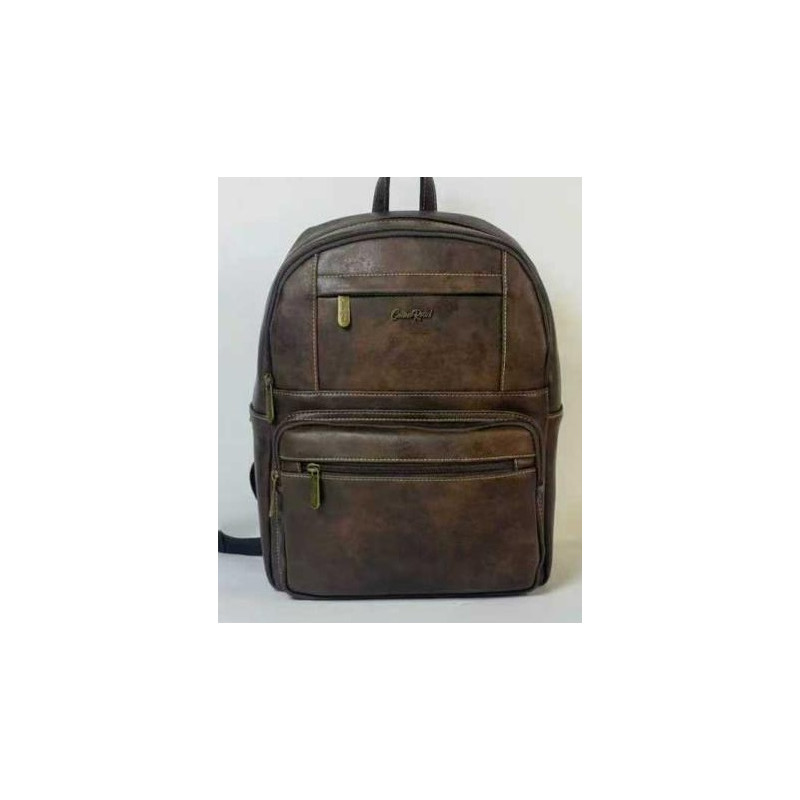 Cotton Road PU Leather Front Pocket Backpack - Coffee Brown